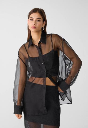 Organza shirt with pockets