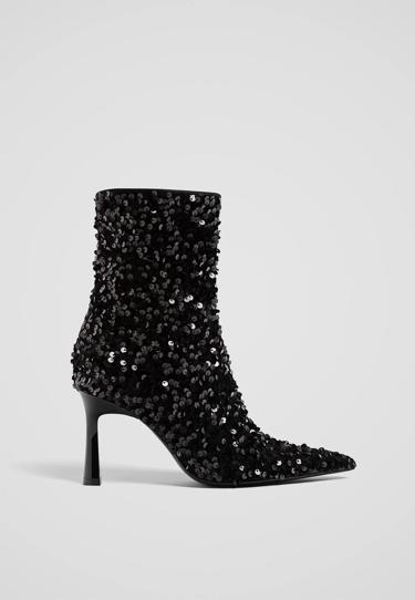 Sequinned high-heel ankle boots