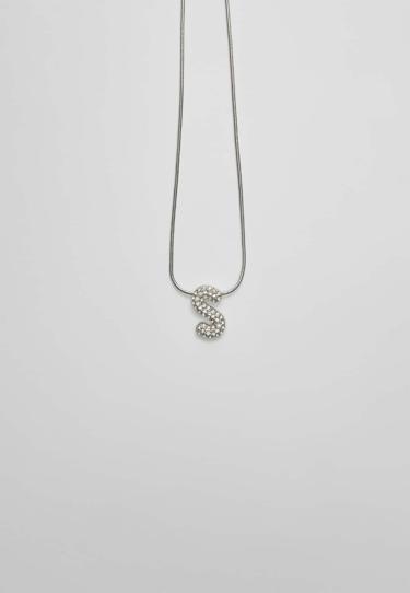 Necklace with rhinestone initial